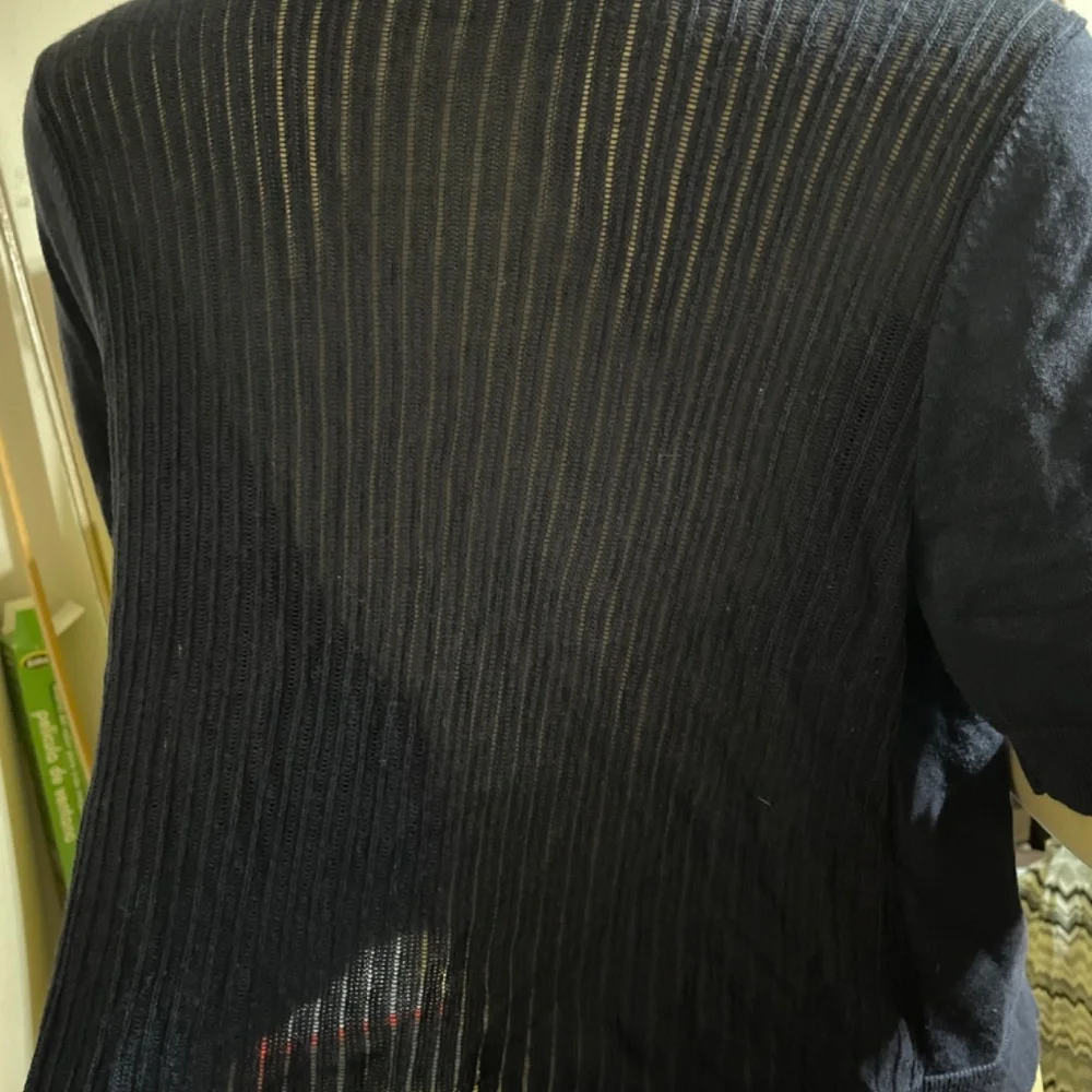 Women Size X 14W Bust 41 Two CJ Banks Open Front Cardigan Lightweight Knit - Bla - Picture 3 of 8